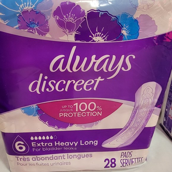 Always Discreet Incontinence Pads, Extra Heavy Absorb, Long, 28 Count - Picture 1 of 1